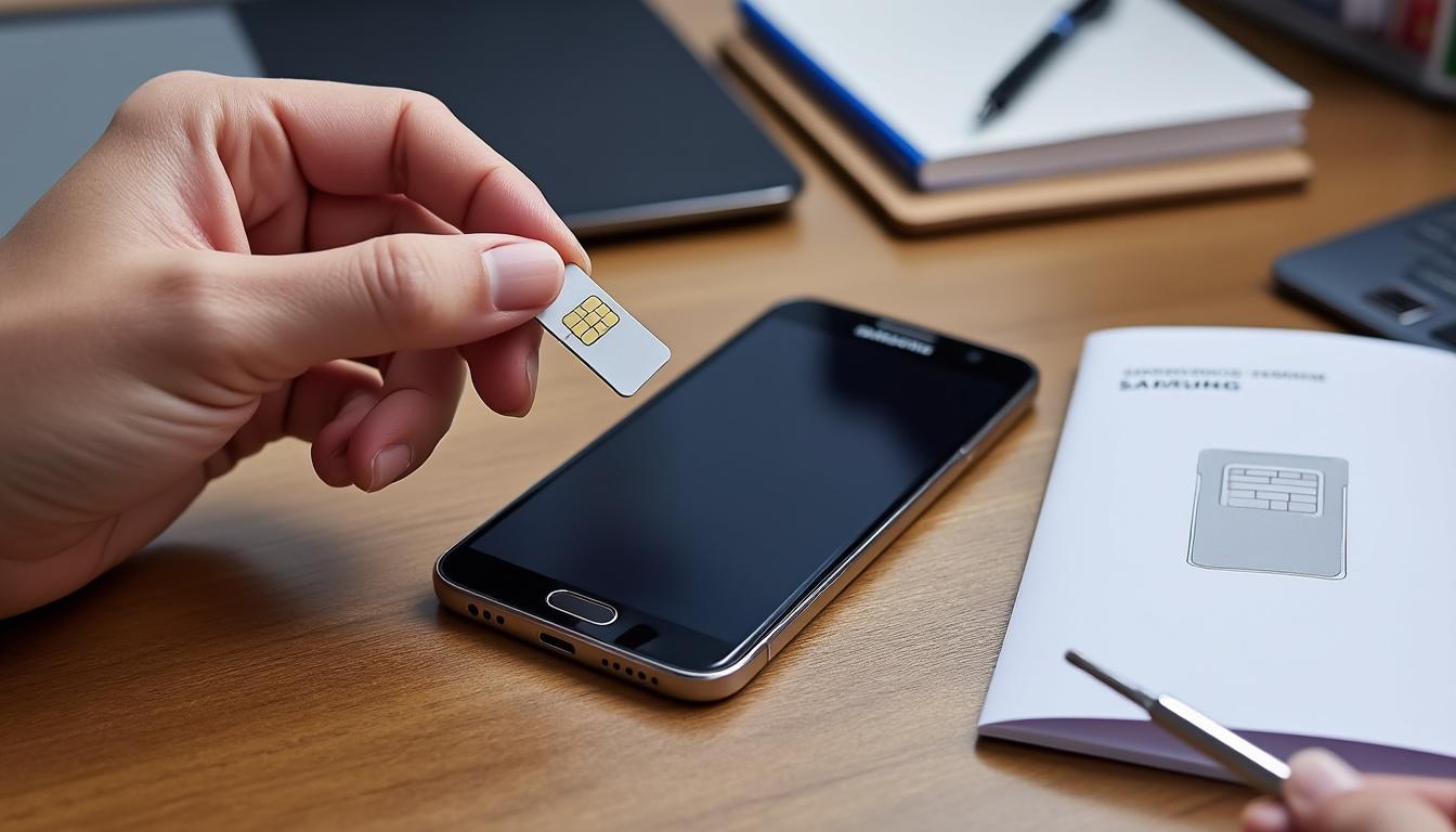 apprenez à insérer facilement une carte sim dans votre téléphone samsung grâce à notre guide pratique. suivez ces étapes simples pour garantir une connexion rapide et efficace.