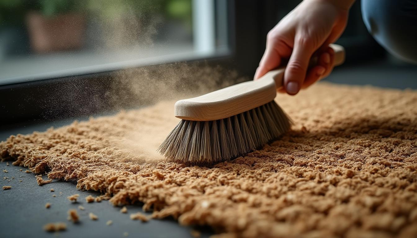apprenez à entretenir un paillasson en fibres naturelles: méthodes de nettoyage doux, anti-taches et séchage pour prolonger sa propreté et sa durabilité.