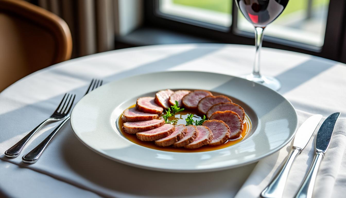 découvrez une recette délicieuse d’aiguillettes de canard accompagnées d’une sauce onctueuse au foie gras, parfaite pour impressionner vos convives lors de vos repas festifs.