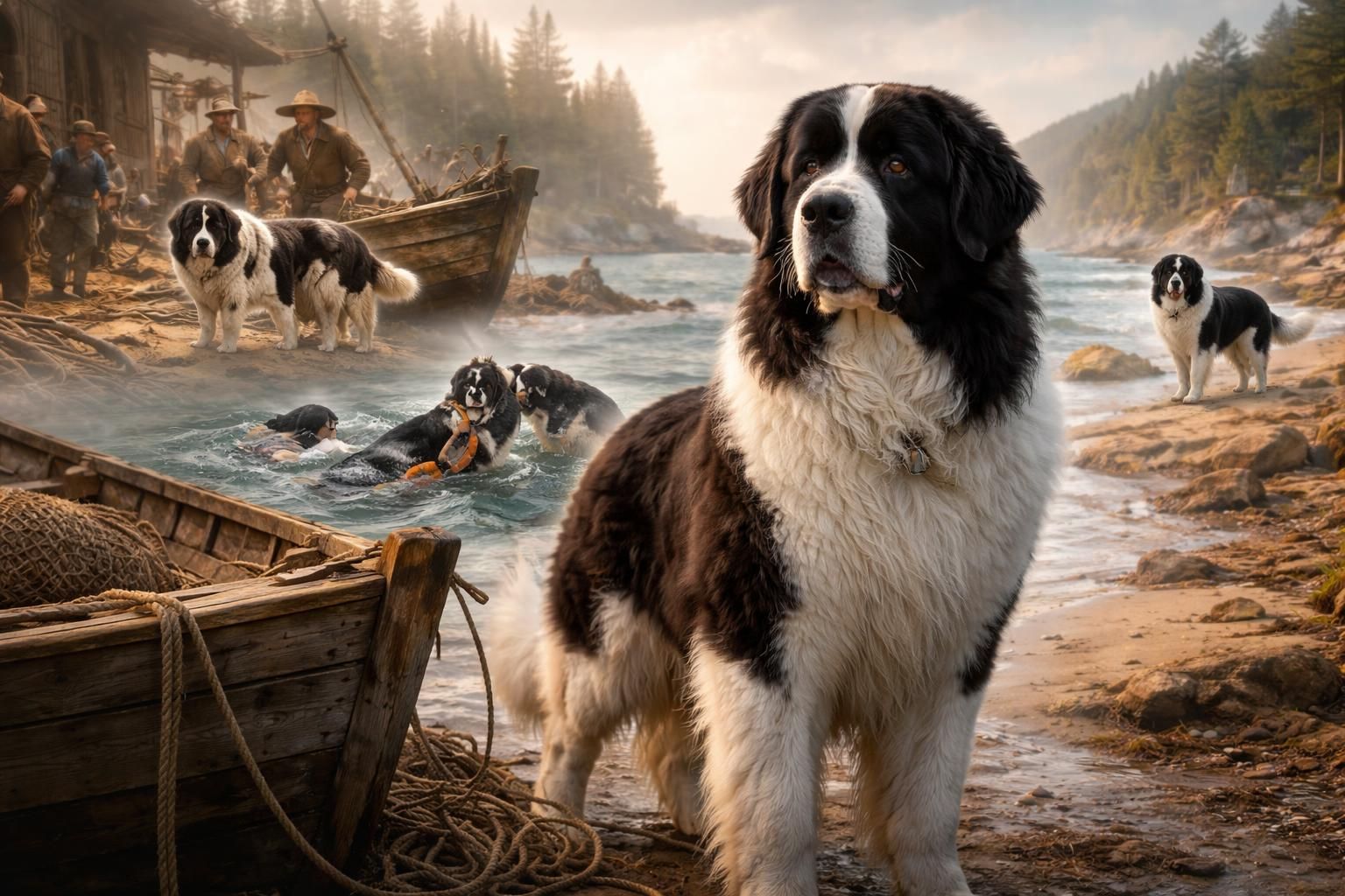 découvrez les histoires fascinantes du terre-neuve blanc et noir, un chien majestueux au caractère attachant, à travers les époques et ses exploits impressionnants.