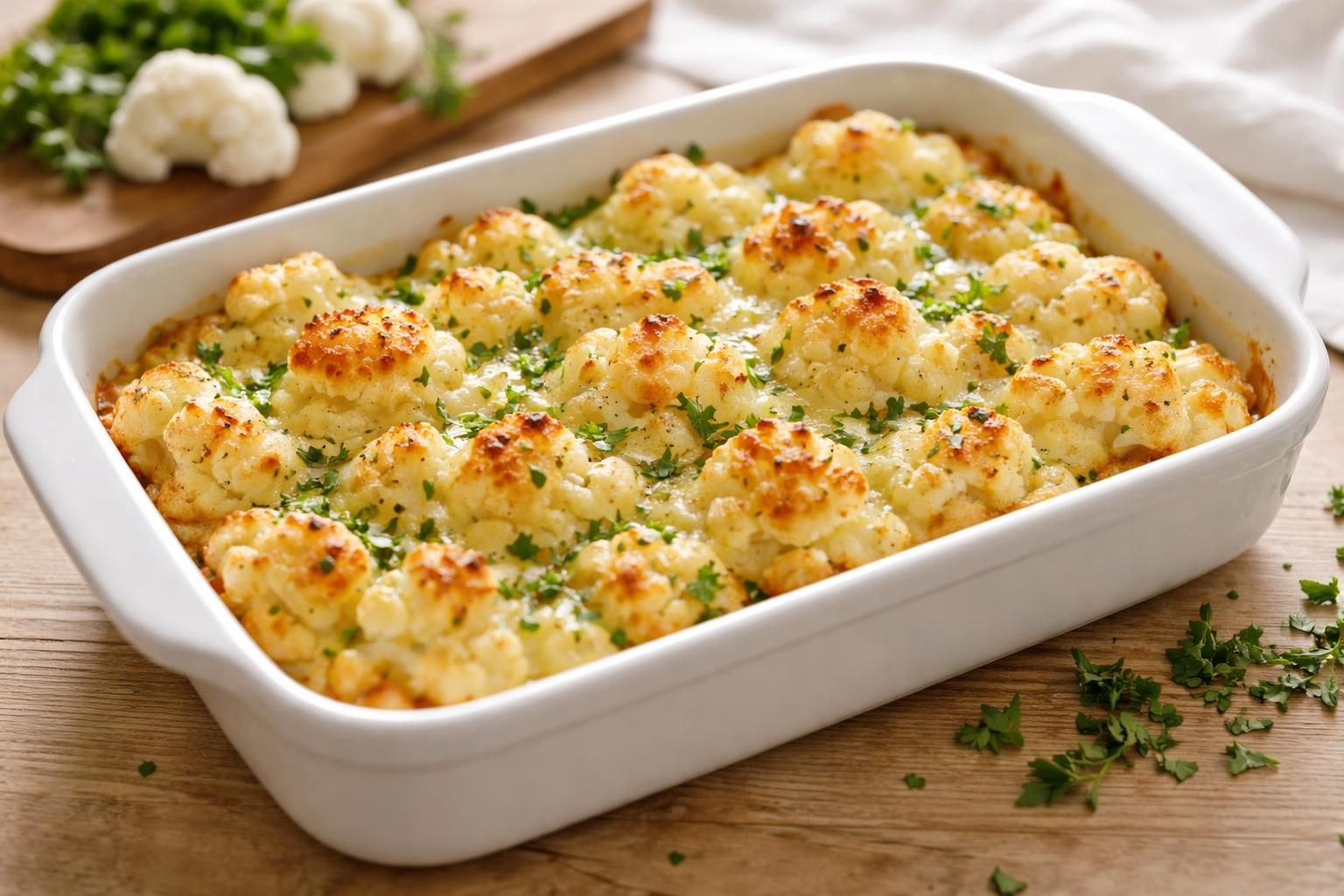 découvrez notre recette de gratin de chou-fleur léger, une alternative savoureuse et sans béchamel pour un plat gourmand et allégé.