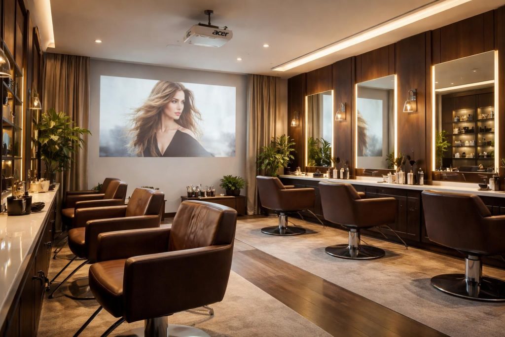 découvrez comment créer une ambiance salon de coiffure premium grâce au vidéoprojecteur acer, alliant élégance et technologie pour sublimer votre espace.